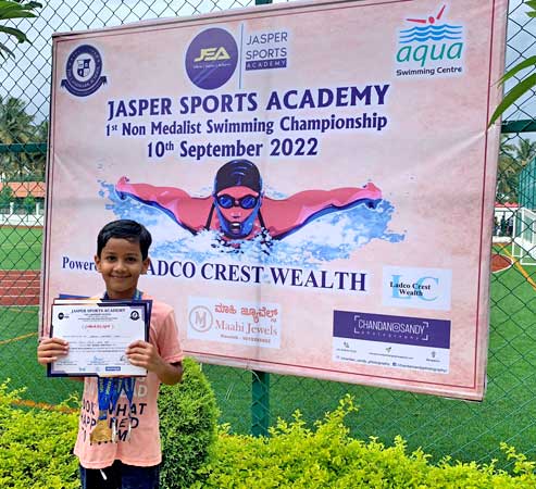  Daksh Nataraj Naik of Grade 2 has won 1gold and 2 silver in Swimming Competition 2022