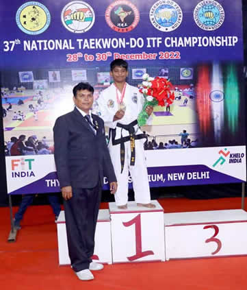 D.C.Sidesh of Grade 6 won 2 gold medals in 37th National Taekwon-do ITF Championship 2022