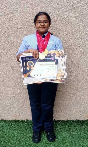 Manha Irem of Grade 7 wins in Olympiad of Mathematics, Science & G.K