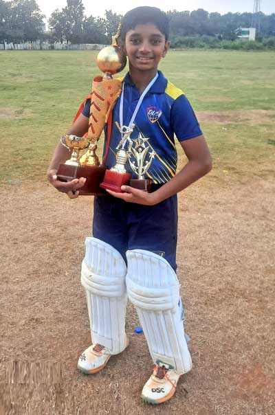 Abhinav H S of JHS grade 7B participated in the under-13 Junior Smash Championship.