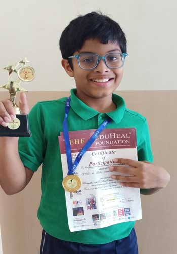 Amogh Girish of Grade 6 has secured 6 certificates & trophy in the Olympiad