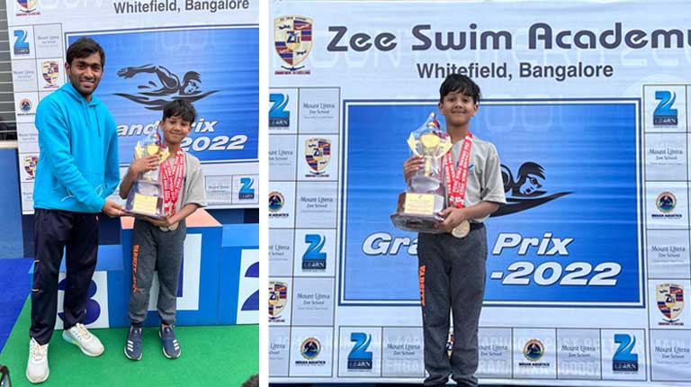 Daksh Nataraj of Grade 2 has won 3 medals in swimming