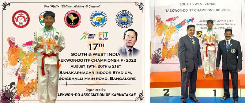  sidesh won 3 medals in Taekwon-do