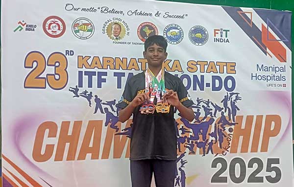 D.C.Sidesh wins in 23rd KARNATAKA STATE LEVEL TAEKWON-DO (ITF) CHAMPIONSHIP 2025