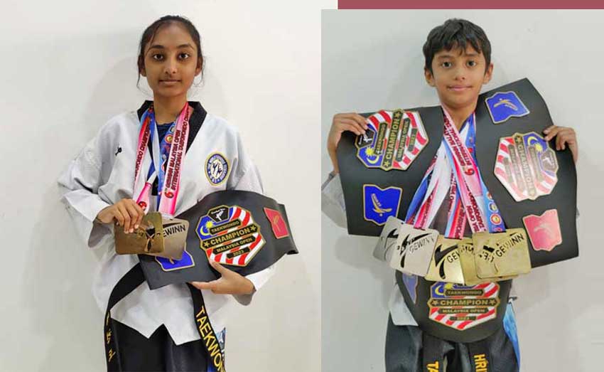 Hriday and Jiya wins gold medal in Malasiya taekwondo championship 2023