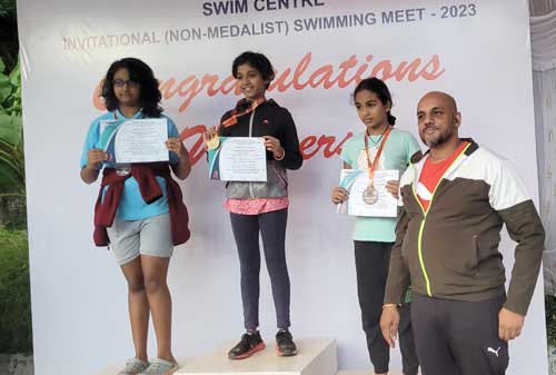 JHS Inchara Bhatt of Grade 7A has bagged medals in the swimming competition