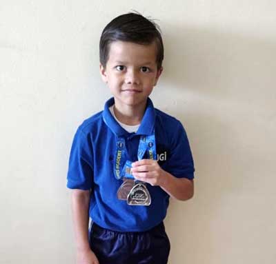 Shaurya Rushil Sanghvi of Grade 1 has won 2 medals in swimming