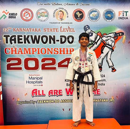 Sidesh wins in 22nd KARNATAKA STATE LEVEL TAEKWONDO CHAMPIONSHIP 2024