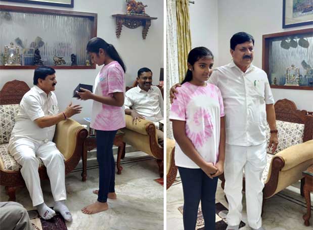Siyona of Grade 6 had a lifetime opportunity to meet the Hon'ble Home Minister of Karnataka
