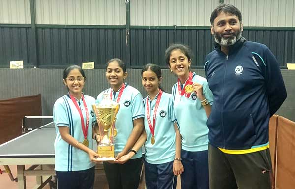 JHS students at table tennis tournament won first place - Girls