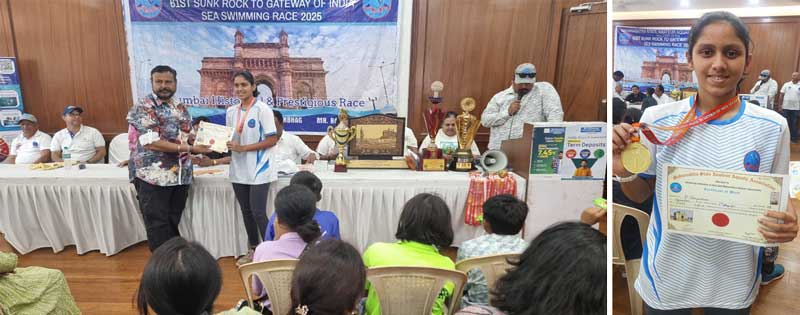 Venyashree wins gold medal in Arabian Sea Swimming Competition
